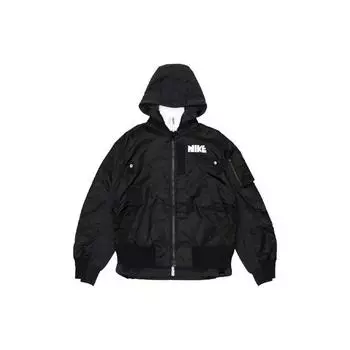 Двухслойная спортивная куртка с капюшоном Nike x Sacai с цветными блоками, азиатское издание, мужская верхняя одежда, черный CZ4697-010 XS