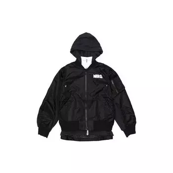 Двухслойная спортивная куртка с капюшоном Nike x Sacai с цветными блоками, женские куртки черного цвета CZ4678-010 S