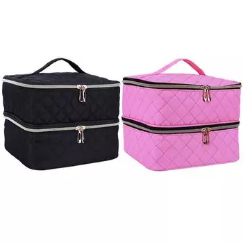 Двухслойная сумка для хранения лака для ногтей вмещает 30 бутылочек, набор для ногтей, органайзер, косметичка для набора для ногтей, маникюрные инструменты чёрный