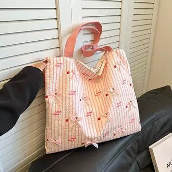 Двухслойная сумка на плечо из пеноматериала в полоску, весна-осень 2024, новая модная ручная сумка большой вместимости в стиле Cat Academy