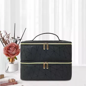 Двухслойная сумка-органайзер для лака для ногтей Multi Pockets Tool Большая вместимость чёрный