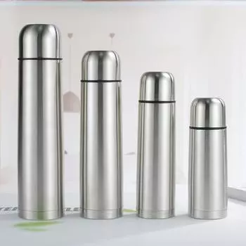 Двухслойная термокружка из нержавеющей стали, серебристая термобутылка для воды, термос для горячих/холодных напитков 350mL