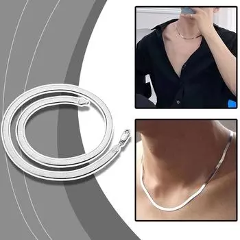 Двухслойная титановая стальная цепочка в виде змеиной кости унисекс универсальная цепочка Advanced Clavicle Hip Hop A L4T1 The color of silver-1pcs