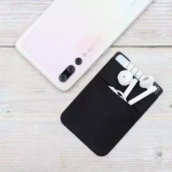 Двухслойная U-образная однотонная наклейка для телефона с держателем для карт 5.8*8.8 cm темно-серого