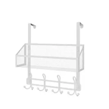 Двухслойная вешалка для полотенец на дверь с 4 крючками, металлический крючок для полотенец на дверь, декоративные органайзеры на дверь 2 Layers белый