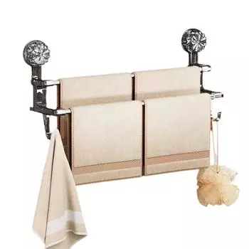 Двухслойная вешалка для полотенец на присоске, держатель для полотенец из нержавеющей стали, вешалка для полотенец на дверь душа, прозрачная вешалка для хранения полотенец