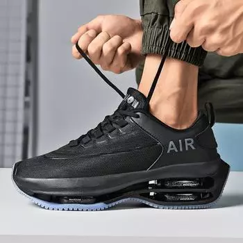 Двухслойная воздушная подушка для мужчин Кроссовки для тренировок на открытом воздухе Повседневные кроссовки Амортизирующая спортивная обувь Дышащая сетчатая мужская обувь 39 чёрный