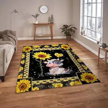 Двухслойное бархатное одеяло, стильное ткань с принтом подсолнечника и коровы, теплое прочное одеяло для дома S