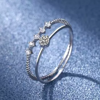 Двухслойное кольцо из муассанита для женщин, кольцо из стерлингового серебра 925 пробы, покрытое платиной, небольшое и компактное кольцо-хвост 9