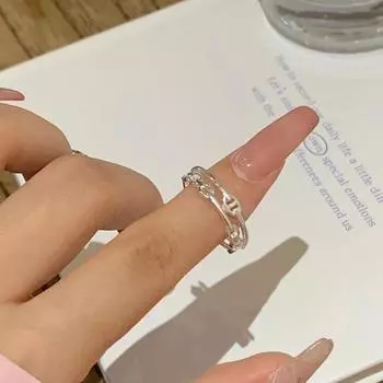 Двухслойное кольцо из серебра S925 со свиным носом. Особый дизайн. Advanced Sense. Простой и легкий, роскошный, стильный. Регулируемый женский. серебряный