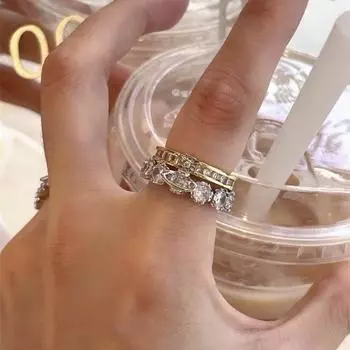 Двухслойное кольцо с бриллиантом в британском дизайне, усовершенствованное съемное кольцо с бриллиантом 6#