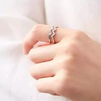 Двухслойное кольцо со стразами в форме волны, изысканное гипоаллергенное кольцо с открытым пальцем, подарок на день рождения, Рождество для дочери