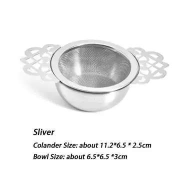 Двухслойное мелкоячеистое ситечко для чая, фильтр-сито из нержавеющей стали, чайная посуда, кружевной слив для чая, полезные заварочные устройства для чая, кухонные аксессуары серебряный