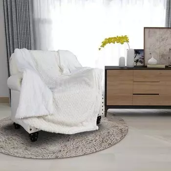 Двухслойное одеяло Lux Velvet Jacquard - теплое покрывало из фланели и овчины 150x120 cm лист/серый