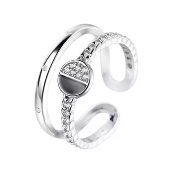 Двухслойное открытое кольцо из стерлингового серебра 925 пробы, корейское модное индивидуальное универсальное ювелирное изделие, регулируемое кольцо, серебряные украшения Opening is adjustable