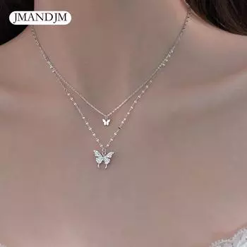 Двухслойное ожерелье-бабочка для женщин, цепочка на шею, нишевый темперамент, простота, 2023, новый высококачественный дизайн, титановая сталь, не выцветает