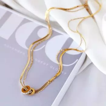 Двухслойное ожерелье-цепочка на талию для женщин на осень и зиму, популярный стиль, легкая роскошь, нишевая цепочка на ключицу для женщин 41cm