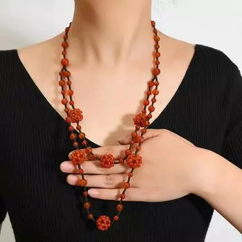 Двухслойное ожерелье из натурального агата и нефрита, вязаная вручную цепочка для свитера, нишевые женские аксессуары высокого класса