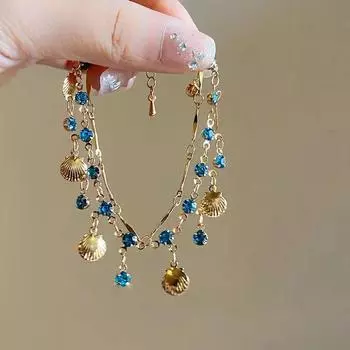 Двухслойное ожерелье из ракушки и циркония, легкое, роскошное, изысканное, современный дизайн, ожерелье с цепочкой на ключицу, новый стиль