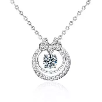 Двухслойное ожерелье из стерлингового серебра 925 пробы с бриллиантами в стиле Ins, женские летние аксессуары с подвеской в виде банта