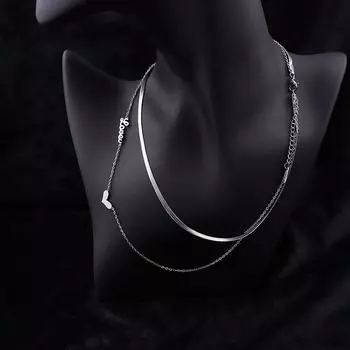 Двухслойное ожерелье из титановой стали с подвеской в виде сердца, женская цепочка до ключицы в стиле холодного ветра