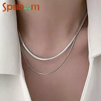 Двухслойное ожерелье из змеиной кости для женщин, золотого цвета, серебряного цвета, роскошные нишевые ожерелья, новые женские ювелирные аксессуары