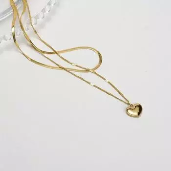 Двухслойное ожерелье из змеиной кости из нержавеющей стали, ожерелье с подвеской «Любовь», регулируемая удлиненная цепочка, ожерелье золотистый