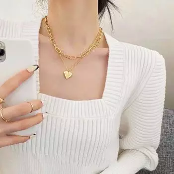 Двухслойное ожерелье Love, женская цепочка на шею, холодный ветер, индивидуальная цепочка на ключицу