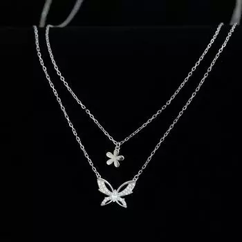 Двухслойное ожерелье с бабочкой, легкая роскошная небольшая группа, многослойная цепочка для воротника, новогодний женский дизайн, чувство