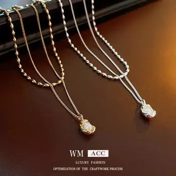 Двухслойное ожерелье с французскими плиссированными жемчужными бобами, роскошная нишевая легкая цепочка на ключицу, модный темперамент, высококачественное ожерелье Sense 2#