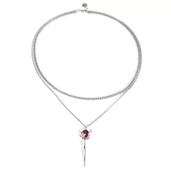 Двухслойное ожерелье с подвеской из красного циркония и розы, многослойные ожерелья с цветочным камнем, нерегулярное эстетическое ожерелье с цветочным узором onesize