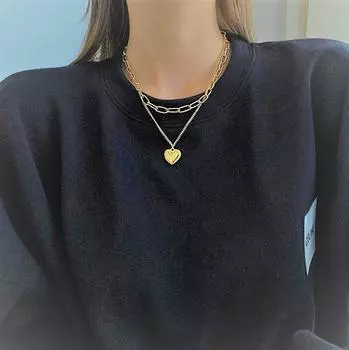 Двухслойное ожерелье с подвеской в форме сердца