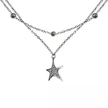 Двухслойное ожерелье с пятиконечной звездой для женщин, короткая цепочка на ключицу в холодном стиле, простое японское и корейское шейное кольцо