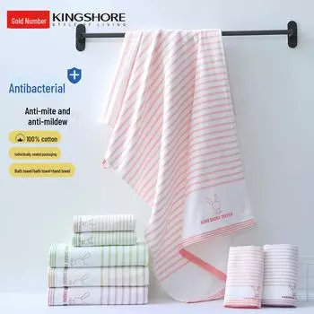 Двухслойное полотенце для ванны и волос из чистого хлопка Gold с защитой от клещей 140x72 cm, 72x34 cm