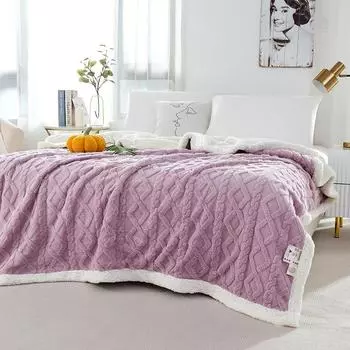 Двухслойное утолщенное жаккардовое одеяло из овчины с туфовым переплетением для офисного сна - однотонная версия AB. Tuff fleece blanket, 70*100cm, About 0.4kg зелёный