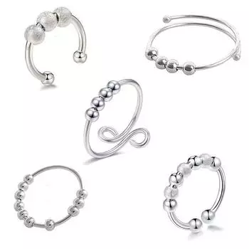 Двухслойное вращающееся круглое кольцо с бусинами для женщин, кольцо для снятия тревоги для женщин Opening adjustable