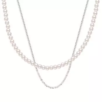 Двухслойное жемчужное ожерелье со звездной цепью по всему небу, французская ретро-легкая роскошная цепочка на ключицу с элегантным темпераментом