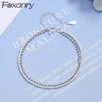 Двухслойные браслеты Foxanry для женщин и пар, модные элегантные классические ювелирные изделия для невесты на юбилей, подарки as Shown серебряный