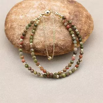 Двухслойные браслеты ручной работы из натурального камня с магнитной пряжкой, позолоченный богемный браслет-подвеска, женские украшения