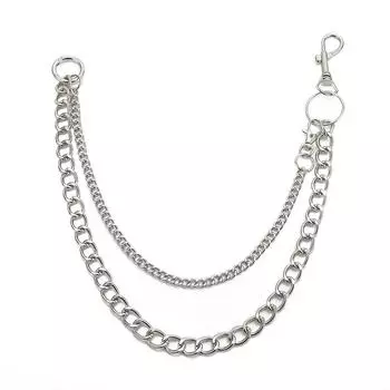 Двухслойные брюки в стиле панк с крючками, брюки, джинсы, пояс-цепочка, ювелирные изделия в стиле хип-хоп серебряный