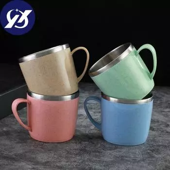 Двухслойные чашки из нержавеющей стали, 201-300 мл, чашка для питья, новая кружка для кофе, молока, чая розовый