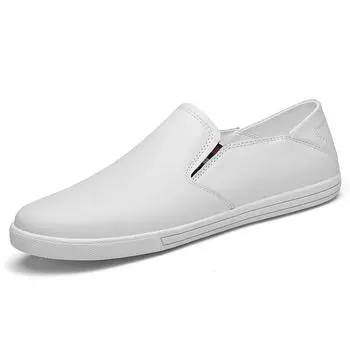 Двухслойные кожаные модные повседневные кроссовки. Мужская уличная дышащая обувь. Мужская повседневная обувь. Модные и удобные туфли на плоской подошве. 38 чёрный