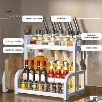 Двухслойные кухонные полки с полым дизайном, прочный несущий нержавеющий держатель для разделочных досок, органайзер для кофейного бара белый