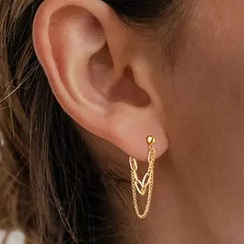 Двухслойные металлические серьги-цепочки для женщин, серьги-цепочки золотого цвета с кисточками, простые корейские вечерние украшения золотой