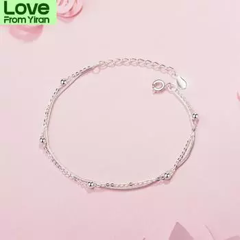 Двухслойные новые модные изысканные ювелирные изделия из стерлингового серебра 925 пробы с бисером в стиле ретро, простые браслеты с диким темпераментом, Sl012