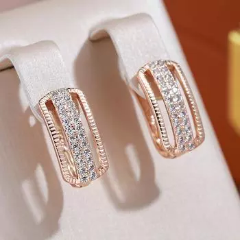 Двухслойные полые квадратные серьги с белым цирконием, женские винтажные ювелирные изделия, геометрические серьги-капли