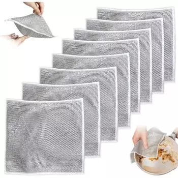 Двухслойные проволочные тряпки для мытья посуды Проволочные тряпки для мытья посуды для влажной и сухой уборки, нецарапающие проволочные тряпки для мытья посуды, проволочные чистящие салфетки