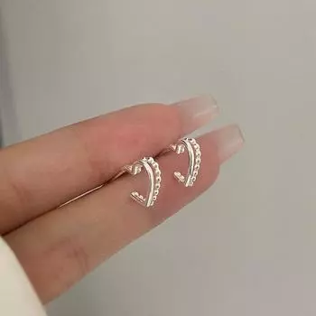 Двухслойные серьги Love Bead Edge в форме сердца Sweet Design Light Luxury Women