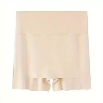 Двухслойные защитные трусики для девочек и женщин, защитные шорты из ледяного шелка с высокой талией под юбками, летнее платье, нижнее белье M бежевый