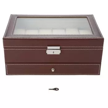Двухслойный 12 слотов из искусственной кожи, футляр для хранения часов, держатель для ювелирных изделий, органайзер